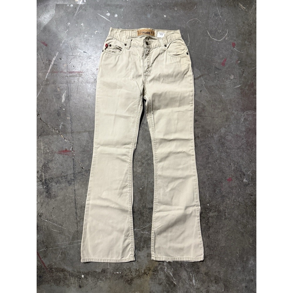 Y2K Vintage Mudd Cargo Low Rise Flare Jeans Pants Khaki Size 5 Wide Leg